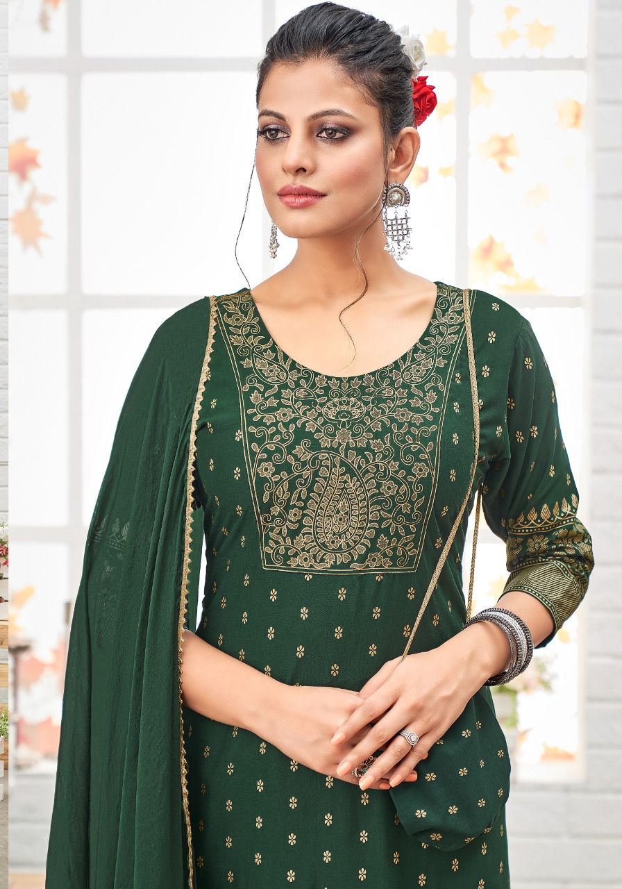 Wanna Paheli Rayon Designer Ethnic Wear Long Kurti With Dupatta Collection